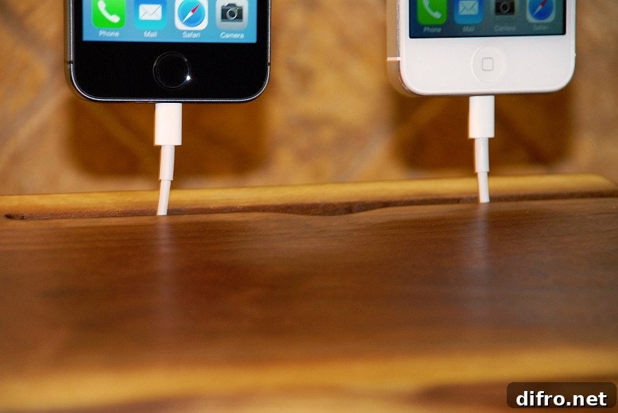 Charge your smartphones at the stylish wooden dock