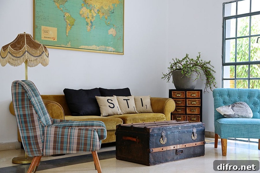 Living space with a vintage rustic appeal