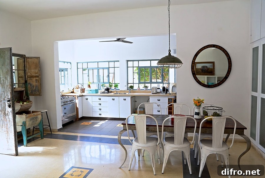 Dining area and kitchen of the renovated home