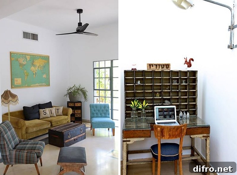 Home work area and the living room
