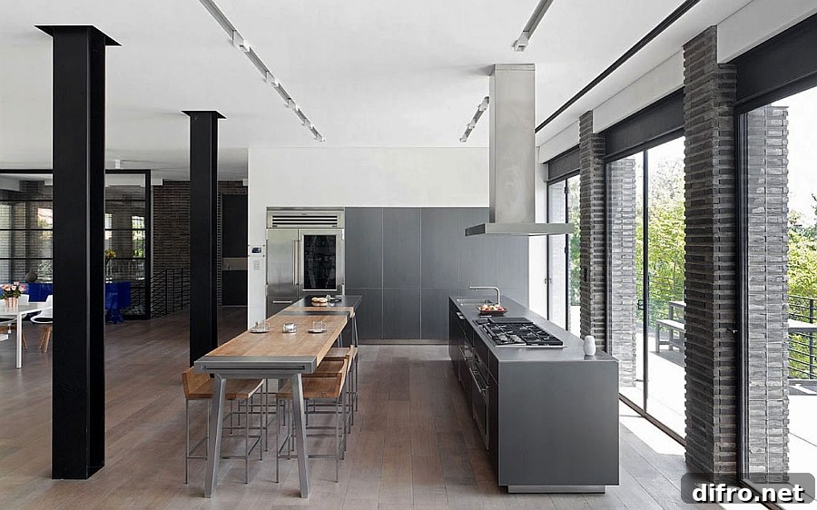 Sleek modern kithen with a smart island