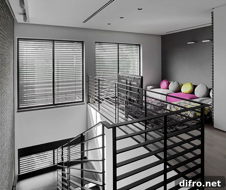 Smart entertainment area next to the stairs