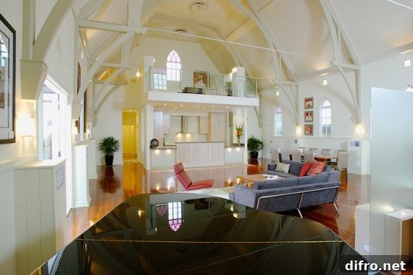 Interior view with mezzanine and study