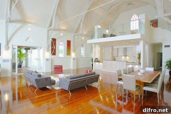 Gourmet kitchen and living area