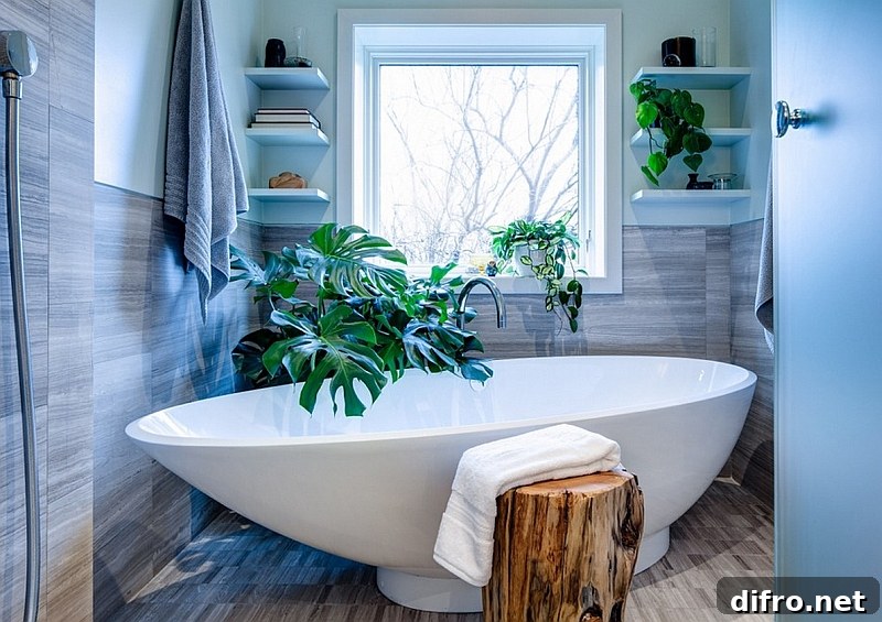 Corner shelves in the contemporary bath