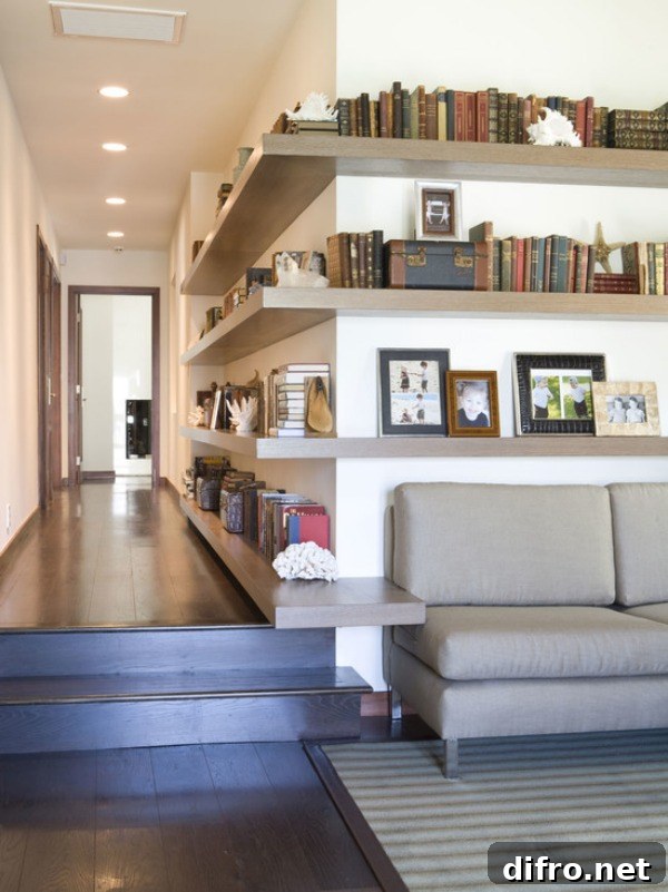 contemporary-hall corner shelving