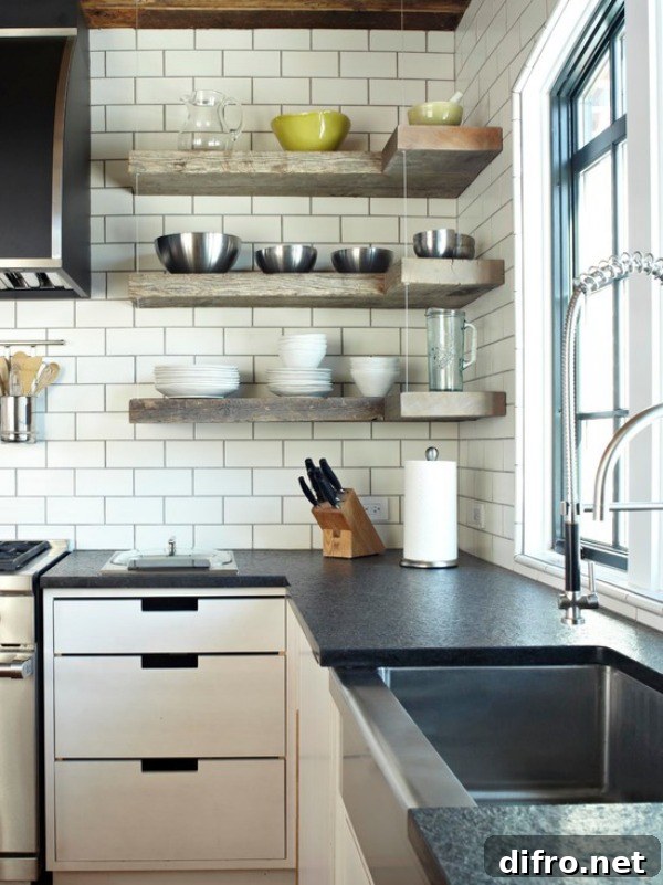 transitional-kitchen with corner shelf